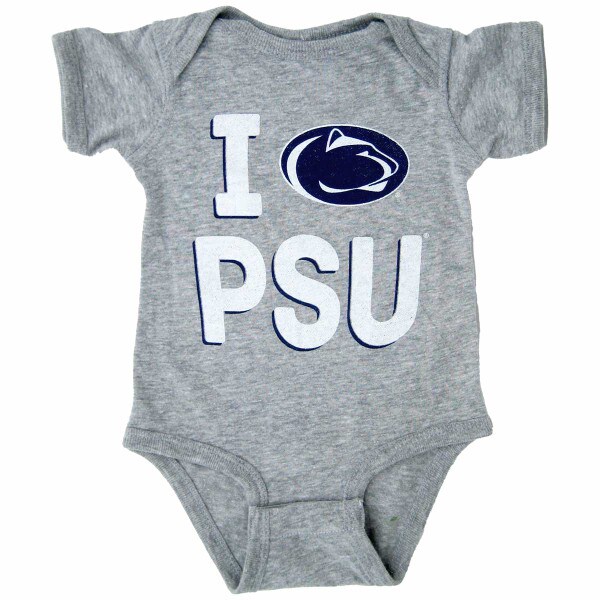 heather gray onesie with I Penn State Athletic Logo PSU